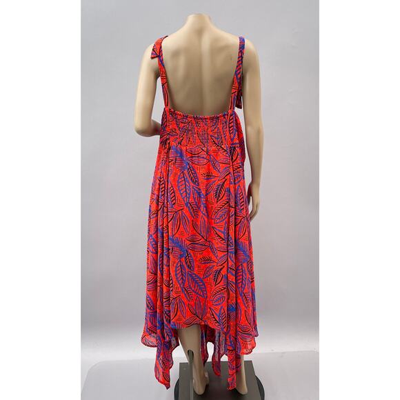 Alexis x Target Dress Women 3X Red Floral Botanical Tie Strap Asymmetrical - Picture 5 of 12
